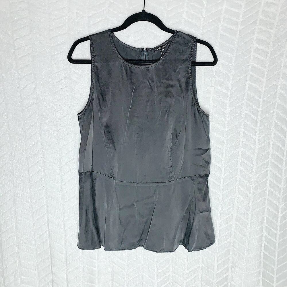 Eileen Fisher Charmeuse Peplum Blouse M